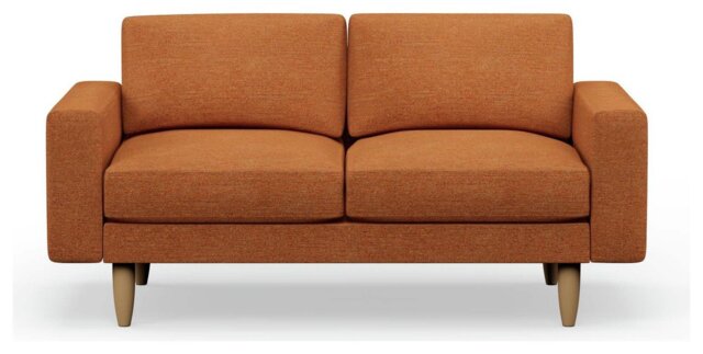 Hutch Fabric Block Arm 2 Seater Sofa - Rust - image 1