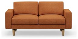 Hutch Fabric Block Arm 2 Seater Sofa - Rust - thumbnail 1