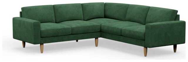 Hutch Plus Velvet Block Arm 5 Seater Corner Sofa- Sage Green - image 1