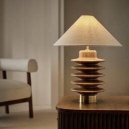 Habitat Emir Totum Mango Wood Table Lamp Base Only - Natural - thumbnail 1