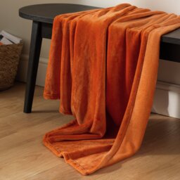 Argos Home Super Soft Fleece Throw - Orange - 150x200cm - thumbnail 1
