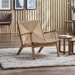 Julian Bowen Icaria Woven Wood Accent Chair Steel Feet - Brown - thumbnail 1