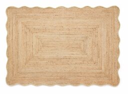 Origin Jute Scalloped Edge Yellow Short Pile Rug - 160x230cm - thumbnail 2