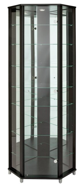 Argos Home 7 Shelf Glass Corner Display Cabinet - Black - image 1
