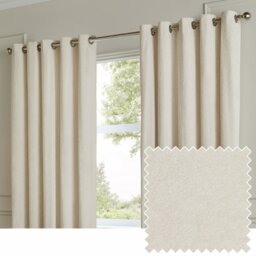 Paoletti Lustre Velvet Eyelet Curtains - Ivory - 168x183cm - thumbnail 1