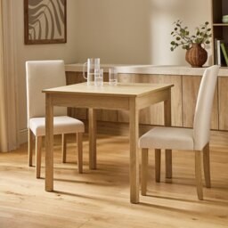 Argos Home Sendi Square Natural Dining Table& 2 Cream Chairs