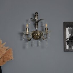 BHS Josefine Glass 2 Light Wall Light - Brass - thumbnail 1