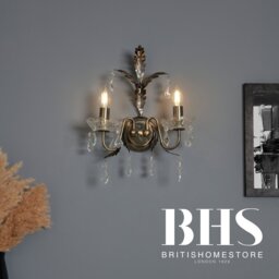BHS Josefine Glass 2 Light Wall Light - Brass - thumbnail 2