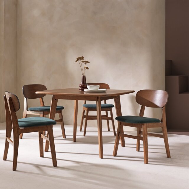 Habitat x Scion Esala Pair of Fabric Dining Chairs - Walnut