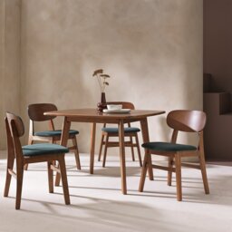Habitat x Scion Esala Pair of Fabric Dining Chairs - Walnut - thumbnail 1