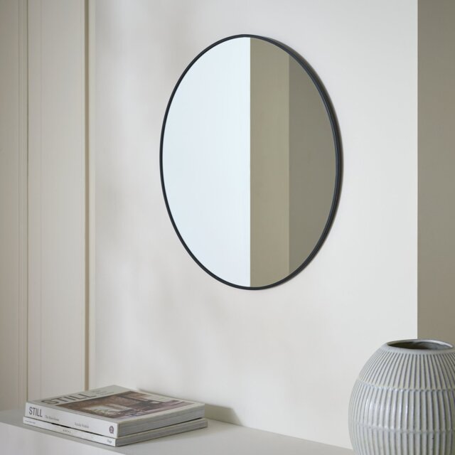 Habitat Black Round Wall Mirror - 50x50cm - image 1