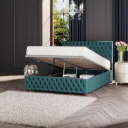LLB Seren Velvet Superking Ottoman Bedframe - Emerald - thumbnail 2