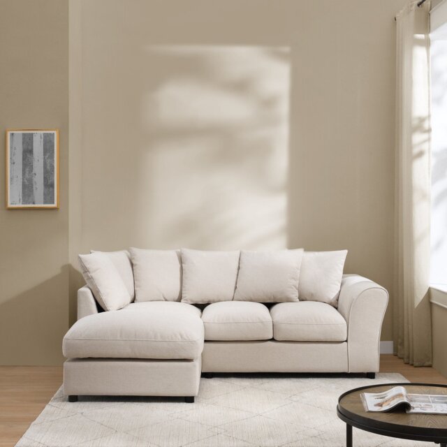 Argos Home Harry Small Left Hand Chenille Corner Sofa - Natural - image 1