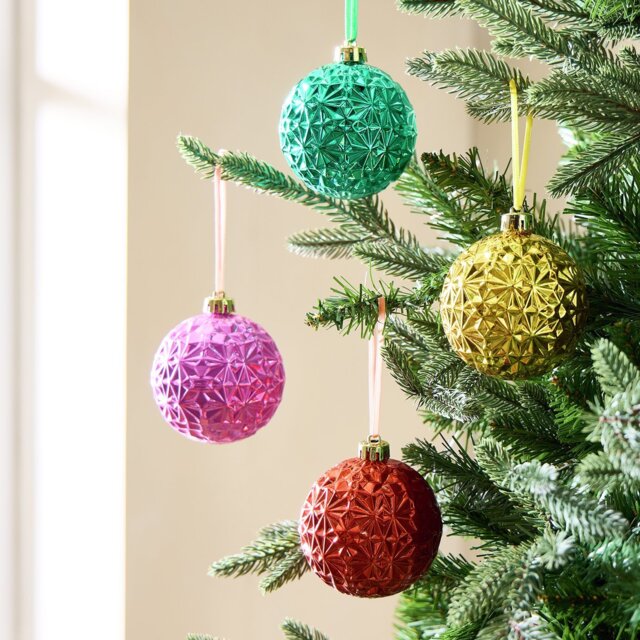 Habitat Pack of 4 Shatterproof Textured Christmas Bauble - image 1