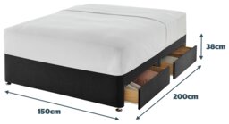Silentnight Kingsize 4 Drawer Divan Bed Base - Charcoal - thumbnail 2