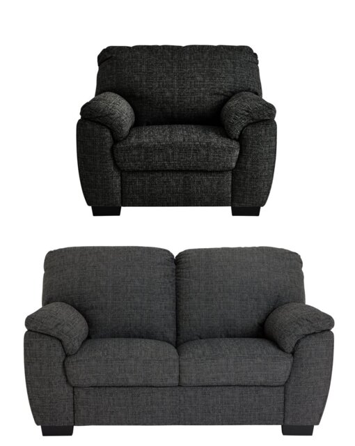 Argos Home Milano Fabric Chair & 2 Seater Sofa - Charcoal - image 1