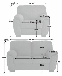 Argos Home Milano Fabric Chair & 2 Seater Sofa - Charcoal - thumbnail 2