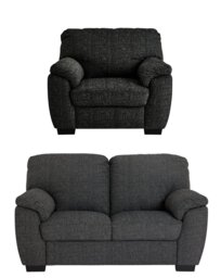 Argos Home Milano Fabric Chair & 2 Seater Sofa - Charcoal - thumbnail 1