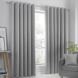 Fusion Strata Dim-out Eyelet Curtains - Silver - 229x183cm - thumbnail 1