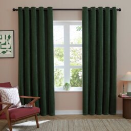 Furn Soft Chenille Blackout Eyelet Curtains - Dark Green - 117x183cm - thumbnail 2