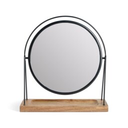 Argos Home Black Wood & Metal Round Dressing Table Mirror - 39x36cm - thumbnail 2