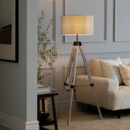 Argos Home Lyle Wooden Tripod Floor Lamp - Grey - thumbnail 2