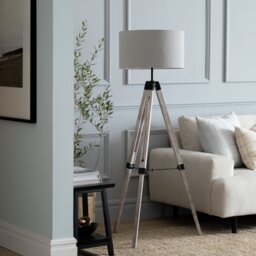Argos Home Lyle Wooden Tripod Floor Lamp - Grey
