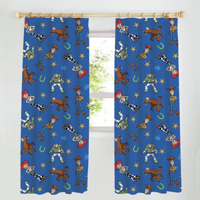 Disney Toy Story 5 Howdy Kids Pencil Pleat Curtains - Blue - 168x183cm - image 1