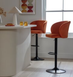 Argos Home Alice Velvet Bar Stool - Rust - thumbnail 2