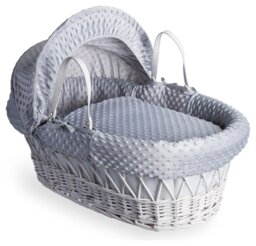 Clair de Lune Grey Dimple Moses Basket With Rocking Stand - thumbnail 1