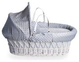Clair de Lune Grey Dimple Moses Basket With Rocking Stand - thumbnail 2