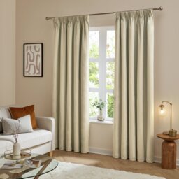 Furn Ultimate Velvet Blackout Pencil Pleat Curtains - Natural - 117x183cm - thumbnail 2