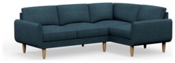 Hutch Fabric Round Arm 4 Seater Corner Sofa - Aegean Blue - thumbnail 1