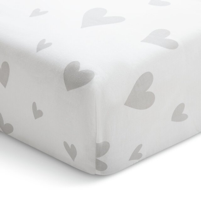 Argos Home Hearts Printed White Fitted Sheet - Double - image 1