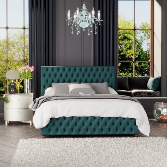 LLB Seren Velvet Kingsize Ottoman Bedframe - Emerald - image 1