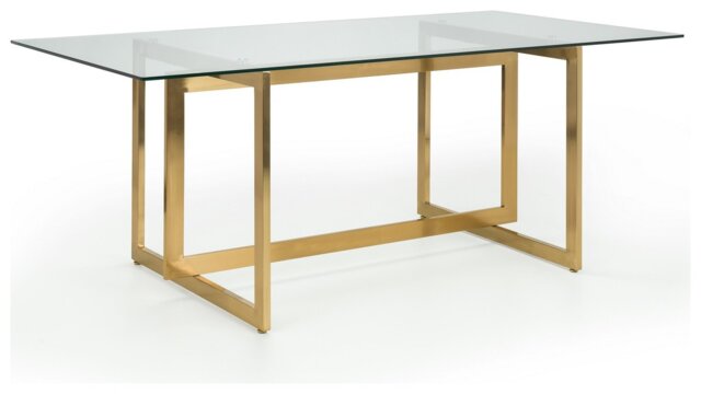 Julian Bowen Minori Glass 6 Seater Dining Table - Gold - image 1