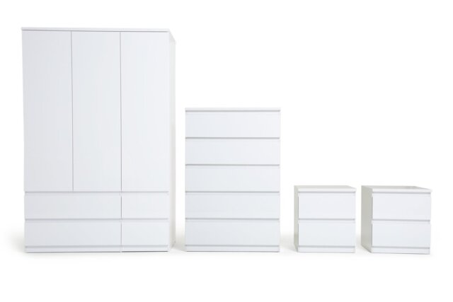 Argos Home Jenson 4 Piece 3 Door Wardrobe Set - White Gloss