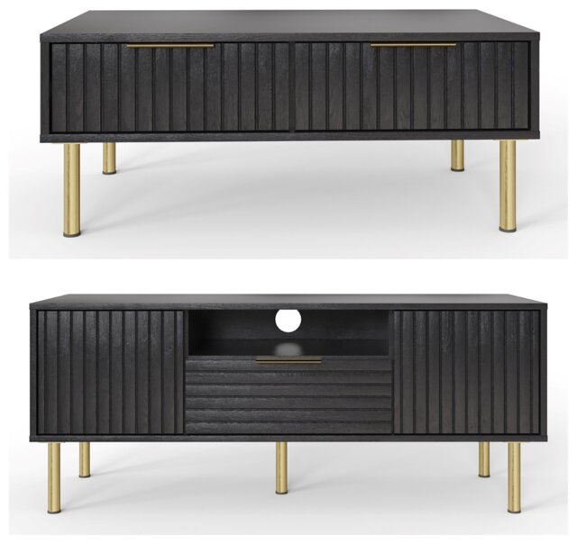 GFW Nervata 2 Piece Furniture Set with 119 cm TV Unit- Black - image 1