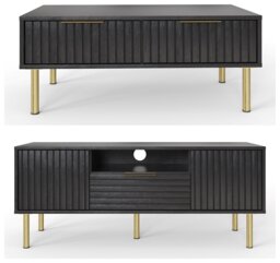 GFW Nervata 2 Piece Furniture Set with 119 cm TV Unit- Black - thumbnail 2