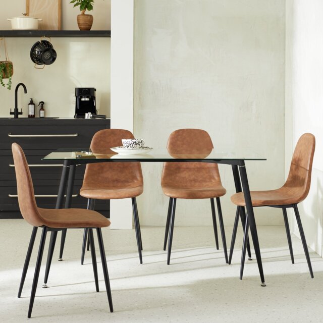 Habitat Beni Glass 4 Seater Dining Table - Black - image 1