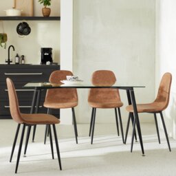 Habitat Beni Glass 4 Seater Dining Table - Black - thumbnail 1