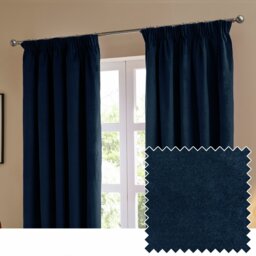 Furn Ultimate Velvet Blackout Pencil Pleat Curtains - Blue - 229x183cm - thumbnail 1
