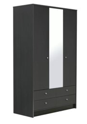 Argos Home Malibu 3 Door 4 Drawer Mirror Wardrobe -Black Oak - thumbnail 2