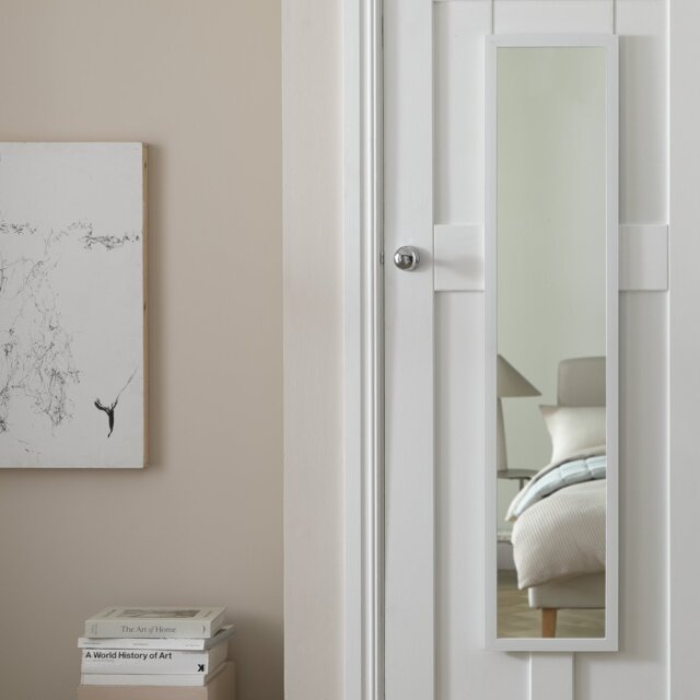 Home Essentials White Full Length Over the Door Mirror - image 1