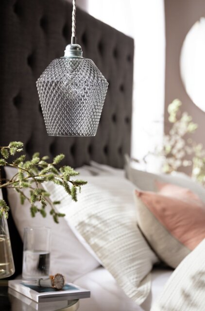 Argos Home Nubia Grey Glass Easy Fit Lampshade - 17cm - image 1