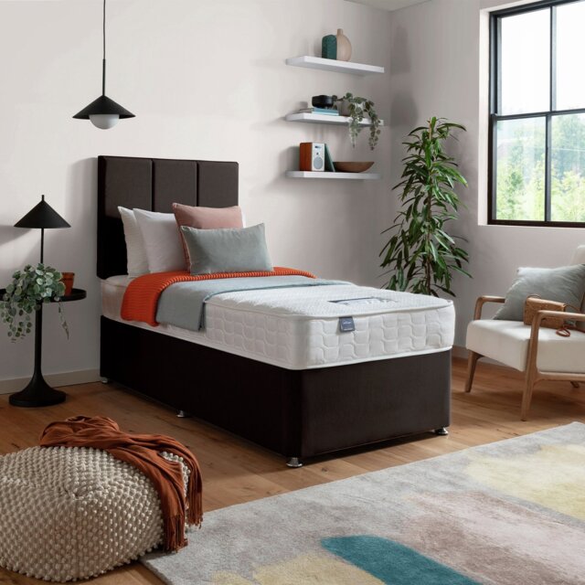 Silentnight Hatfield Single Memory Divan Bed - Charcoal - image 1