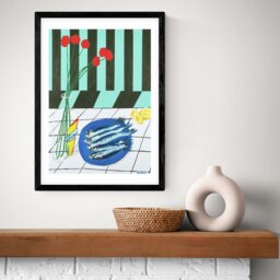 East End Prints Striped Sardines Black Frame Art Print - A2
