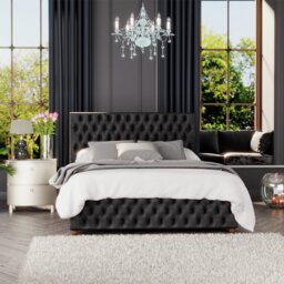 LLB Seren Velvet Superking Ottoman Bedframe - Black - thumbnail 1