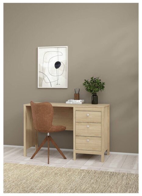 Tvilum Madrid 3 Drawer Office Desk - Oak - image 1