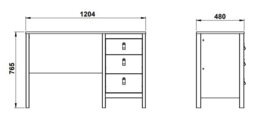 Tvilum Madrid 3 Drawer Office Desk - Oak - thumbnail 2